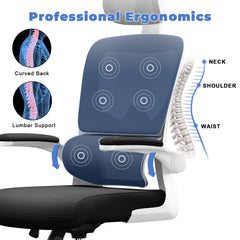Chaise de Bureau Ergonomique Premium – Soutien Lombaire Dynamique, Dossier Respirant & Accoudoirs Relevables