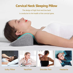 Oreiller cervical de voyage en mousse à mémoire de forme utilisé en position allongée, maintien naturel du cou