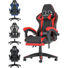Chaise Gaming Ergonomique avec Repose-Pieds – Coussins Lombaires & Appui-Tête Ajustables
