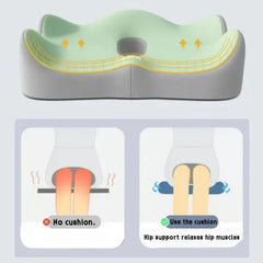 Coussin de siège ergonomique montrant une répartition équilibrée du poids en position assise