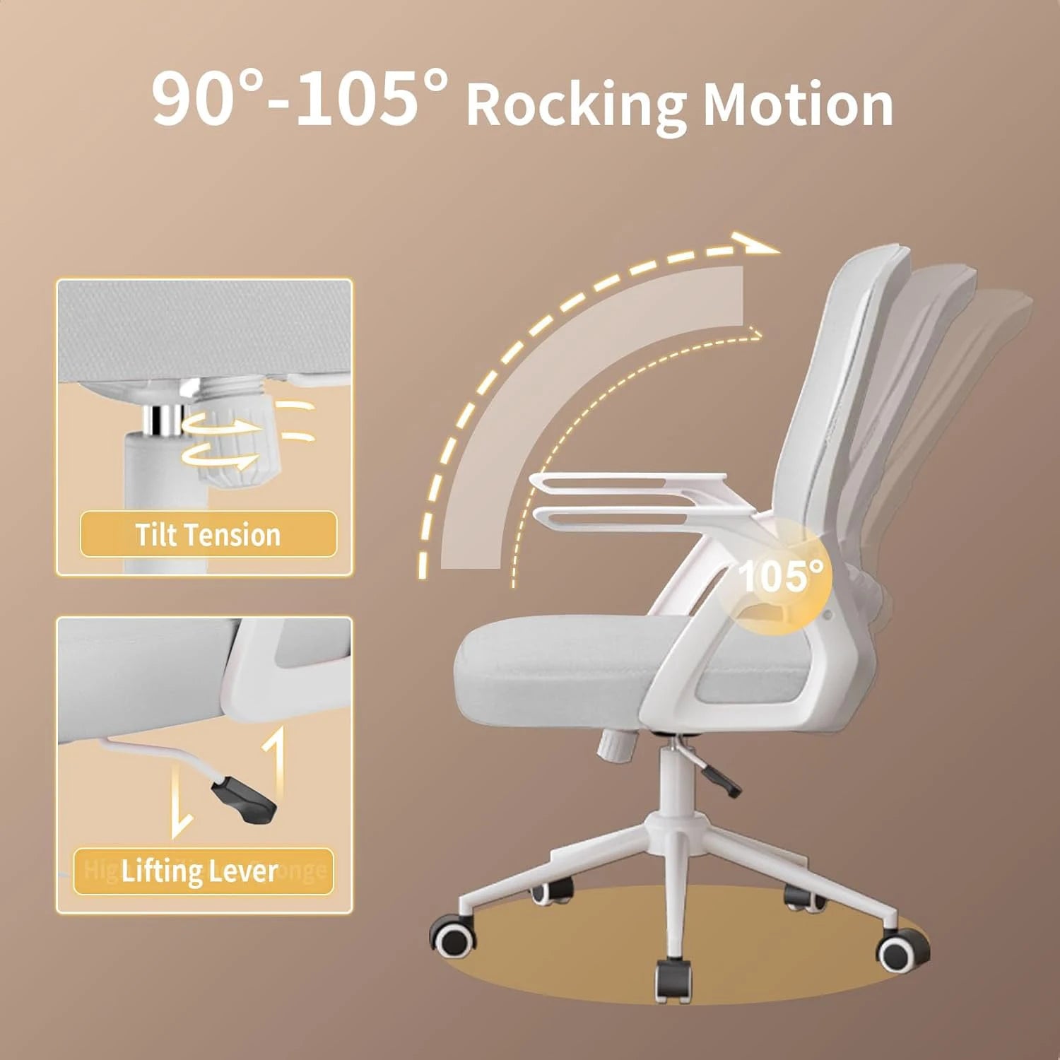 Chaise de Bureau Ergonomique – Dossier en Maille, Accoudoirs Relevables & Soutien Lombaire