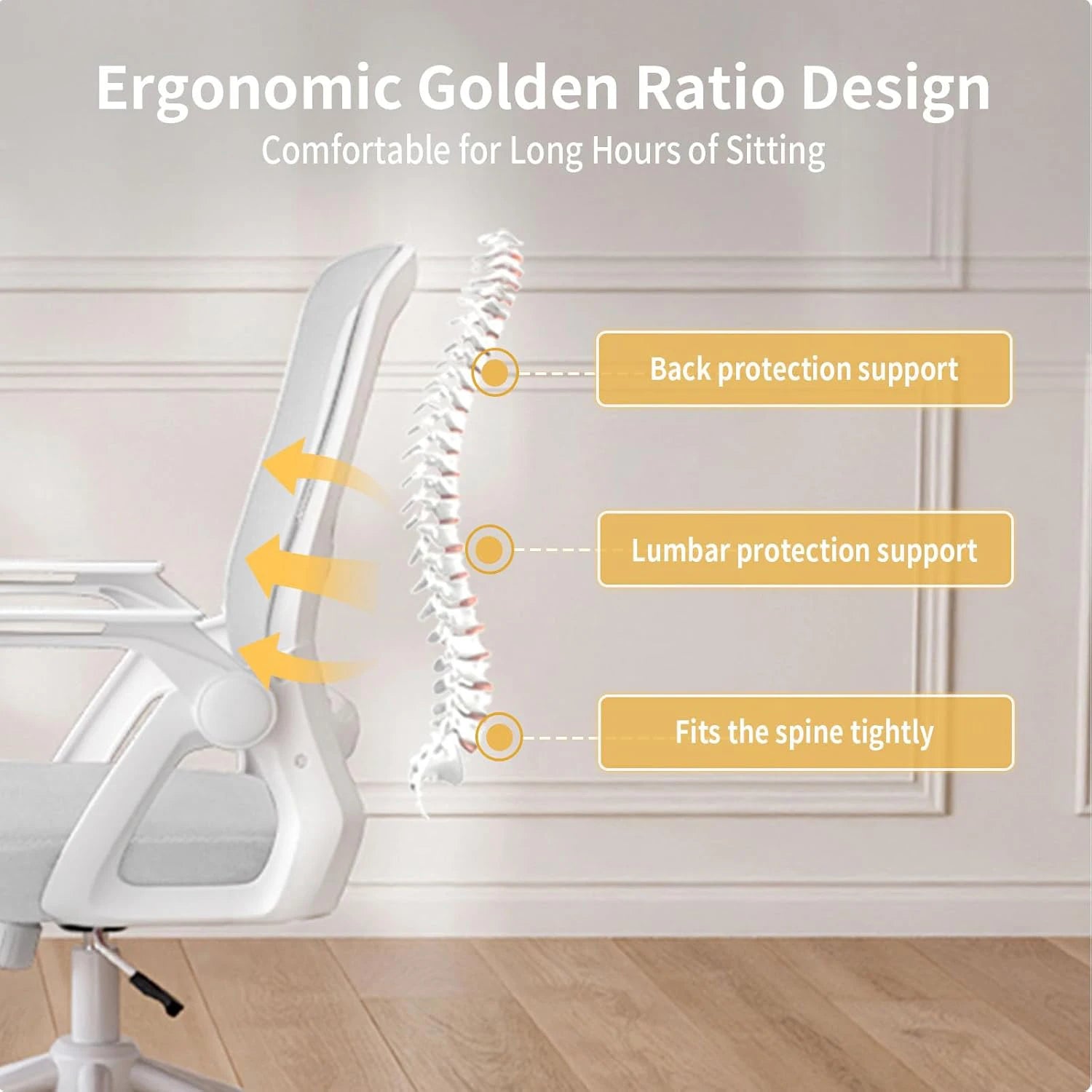 Chaise de Bureau Ergonomique – Dossier en Maille, Accoudoirs Relevables & Soutien Lombaire
