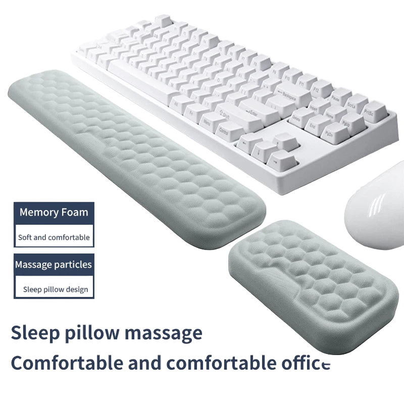 Repose-poignet à mémoire de forme avec coussin clavier long et coussin souris assorti