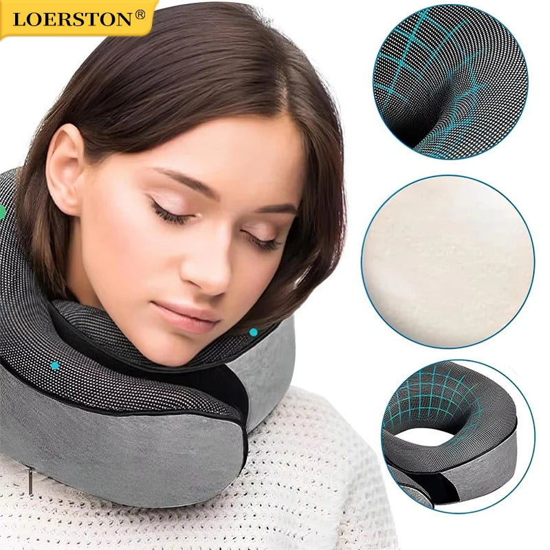 Oreiller de Voyage en U à Mémoire de Forme – Coton Naturel & Soutien Cervical