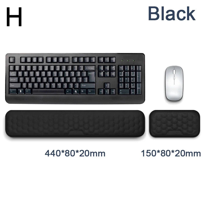 Repose-poignet à mémoire de forme noir pour clavier avec format long ergonomique