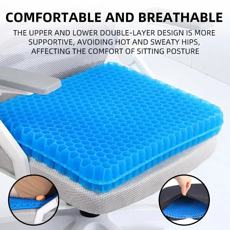 Coussin en Gel Alvéolaire – Confort Rafraîchissant et Soulagement du Coccyx