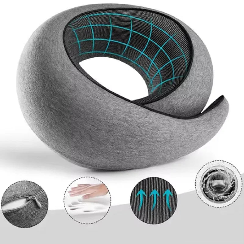 Oreiller de Voyage en U à Mémoire de Forme – Coton Naturel & Soutien Cervical