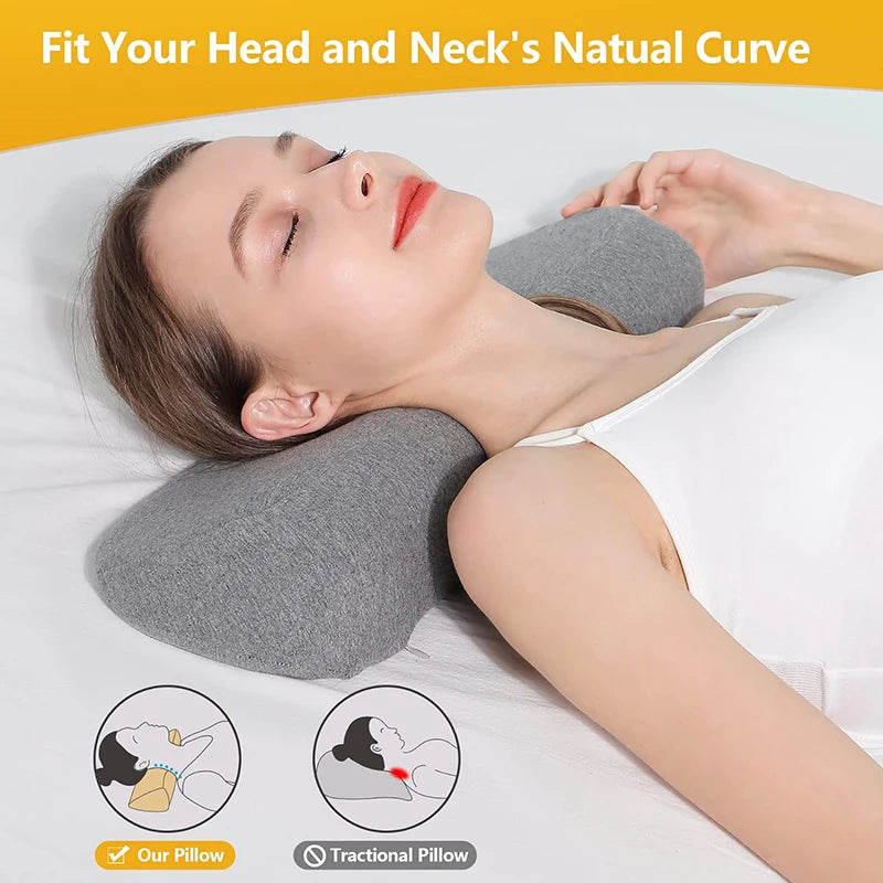 Oreiller de voyage ergonomique épousant la courbe naturelle de la tête et du cou pendant le repos