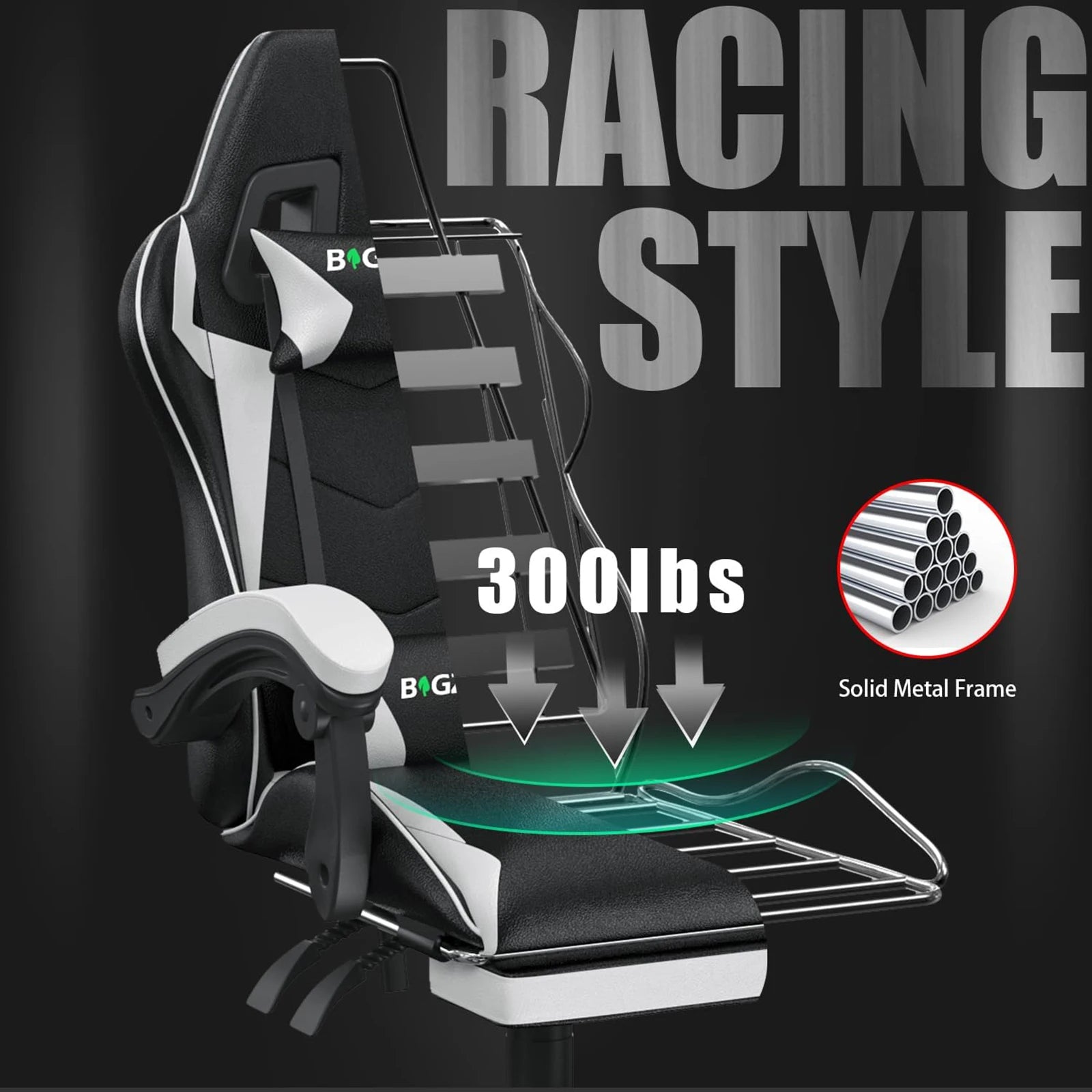 Chaise Gaming Ergonomique avec Repose-Pieds – Coussins Lombaires & Appui-Tête Ajustables