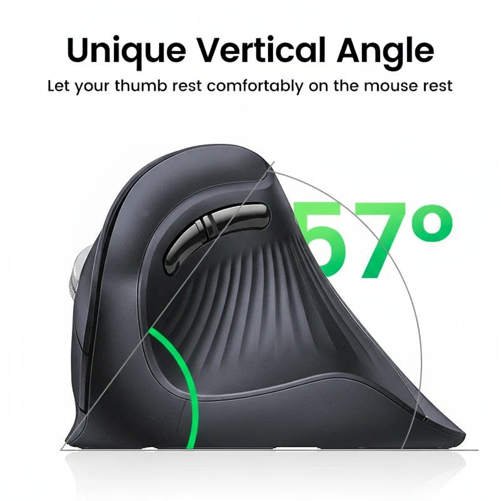 Souris Ergonomique Sans Fil – Bluetooth 5.0 & 2.4 GHz, Silencieuse & Ultra Précise