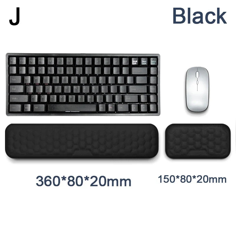 Repose-poignet à mémoire de forme noir pour clavier et souris avec soutien ergonomique