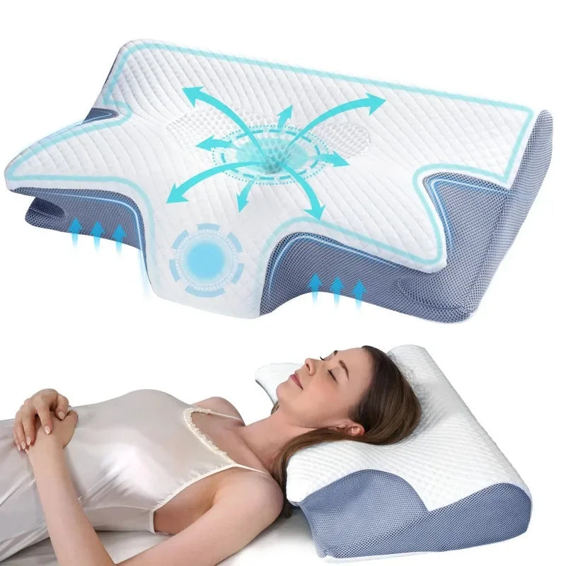 Oreiller à mémoire de forme avec structure ventilée et circulation de l’air intégrée