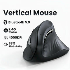 Souris Ergonomique Sans Fil – Bluetooth 5.0 & 2.4 GHz, Silencieuse & Ultra Précise