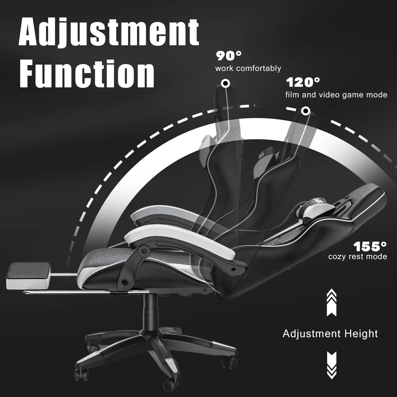 Chaise Gaming Ergonomique avec Repose-Pieds – Coussins Lombaires & Appui-Tête Ajustables