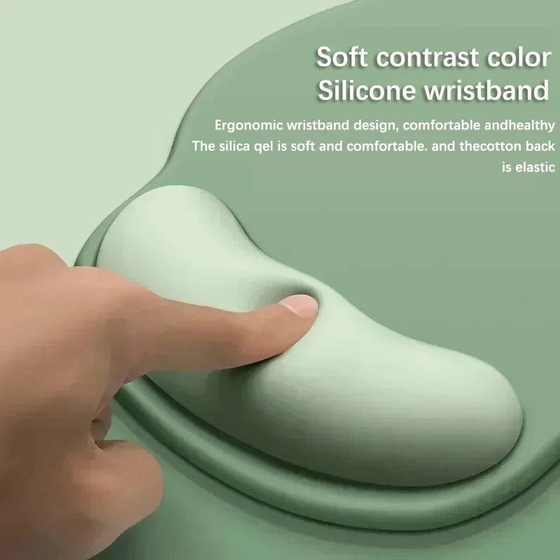 Tapis de souris ergonomique avec repose-poignet en silicone souple offrant un soutien confortable de la main